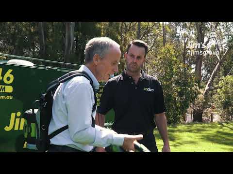 Jason from EGO shows Jim, the founder and CEO of Jim's Mowing some of the EGO range - www.jims.net