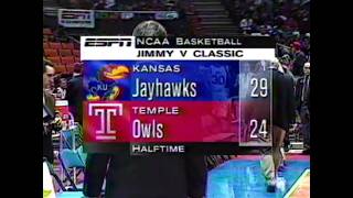 Temple vs #1 Kansas 1995 Basketball - Jimmy V Classic - Overtime Upset - December 22, 1995