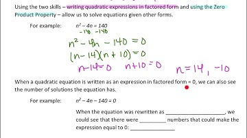 Solving Quadratic Equations using Factored Form (Lesson Summary)