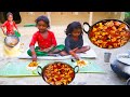 Santali child cooking red chicken curry  red chicken in village style by 5 years kid