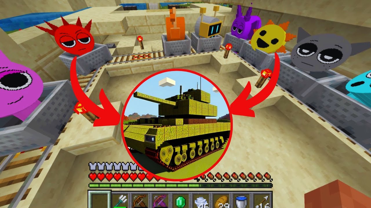 Incredibox Sprunki On M1A2 Abrams Tank In Minecraft PE