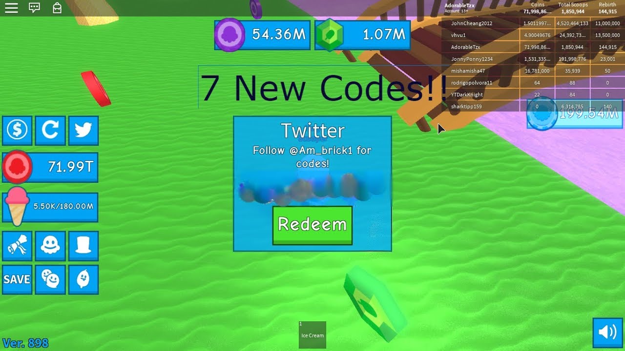 Roblox7 New Codesice Cream Simulator - 