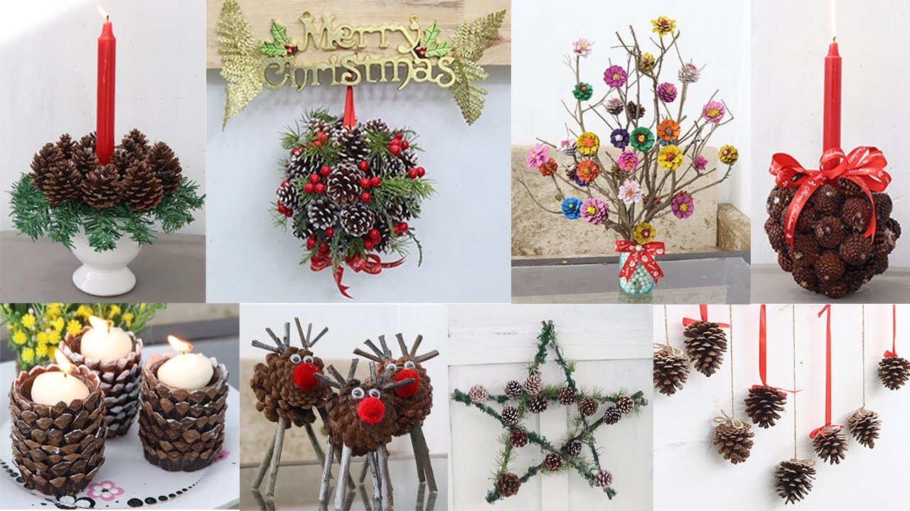 12 Christmas decoration ideas with pine cones - YouTube