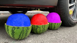 Experiment Car vs Watermelon vs Balloons | Crushing Crunchy \& Soft Things by Car | Test S