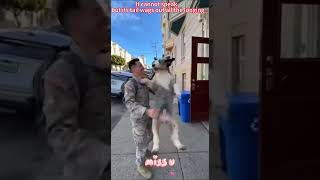 Soldier reunites with his dag after returning home #dog#pet#soldier#love#missyou