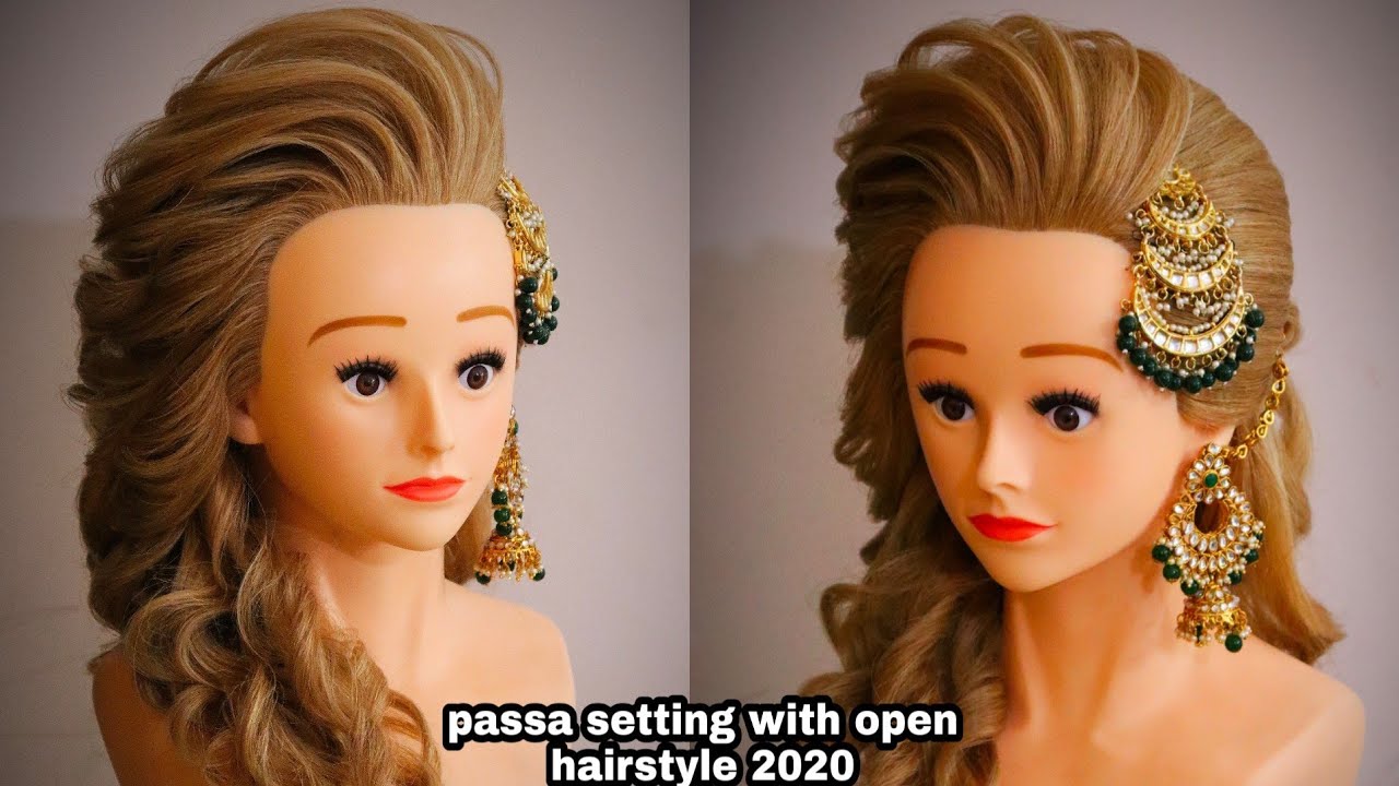 Passa setting with open hairstyle 2020/ latest open hairstyle with pasa  setting/ how to set passa - YouTube