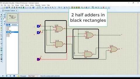 Half adder and  full adder in proteus