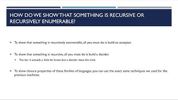 Theory of Computation Video 25 - Recursive and Recursively Enumerable Languages