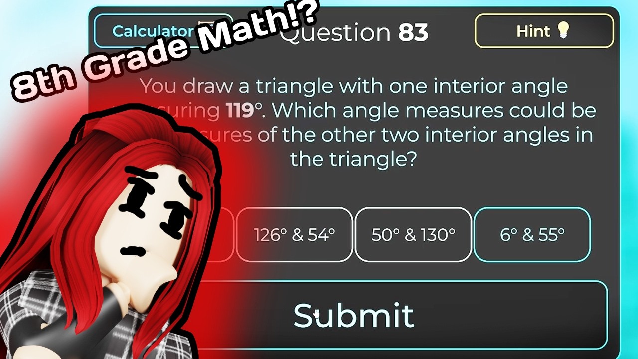 Can I Beat 8th Grade Level Math?! | Roblox - Math Difficulty Chart Obby! (Level: 8th Grade)