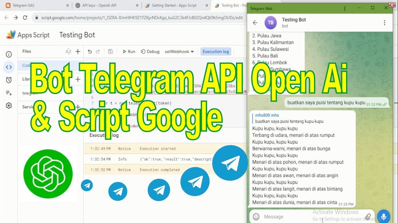 bot telegram dengan api apen ai dan script google (GAS) - YouTube