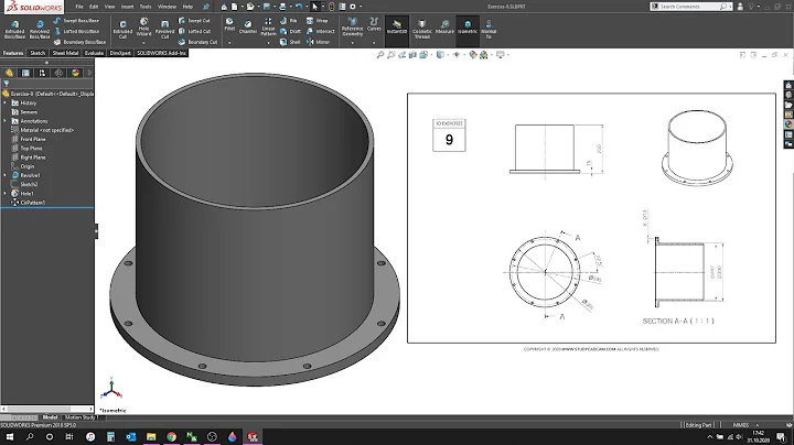 SOLIDWORKS EXERCISE-9 | BEGINNER TUTORIAL