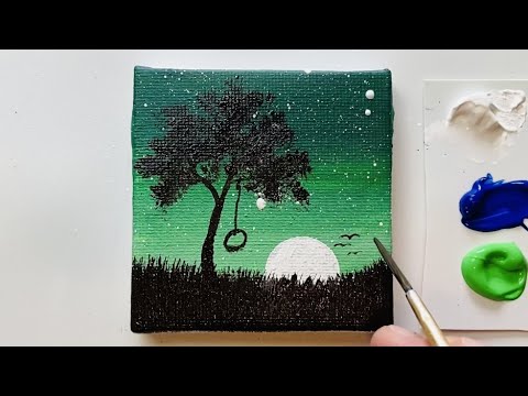 Easy Night Sky for Beginners  Acrylic Painting Tutorial Step by Step 