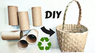 How to Make a Basket from Toilet Paper Rolls | Recycling Craft Ideas | DIY Crafts