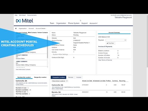 Mitel Account Portal: Creating Schedules: MiCloud Connect