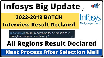 Infosys Big News Big Update | All Regions 2022-2019 BATCH Interview Result Declared | Next Process