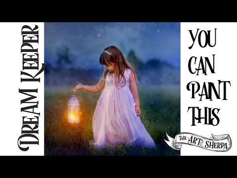 Easy Acrylic painting Fairytale  Lantern and Girl Step by step