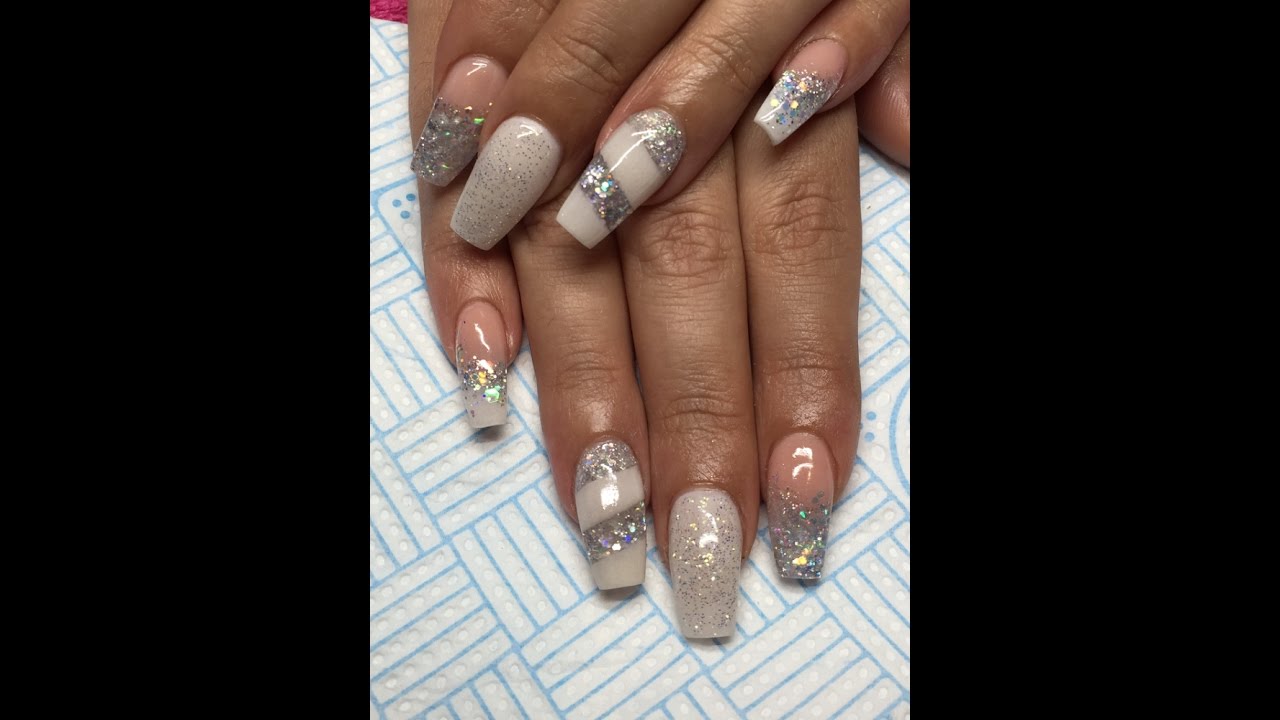 Acrylic Nails White Glitter Not Polish YouTube
