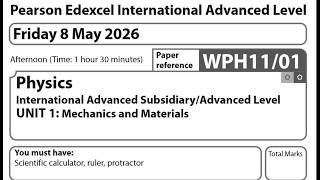 Edexcel IAL Physics Unit 1 June 2026 Past Paper Discussion Q20a