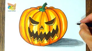 comment dessiner une citrouille d'halloween qui fait peur