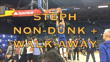 Steph Curry (non-)dunk + walk-away shot after practice at Oracle Arena, day b4 2018 NBA Finals G2