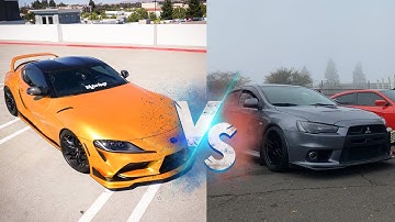 Supra Downpipe tune Vs Big Turbo Evo ( close race )