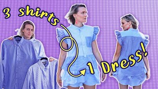 Transforming 3 Men's Shirts into my Dream Ruffle Shirt Dress  DIY Tutorial