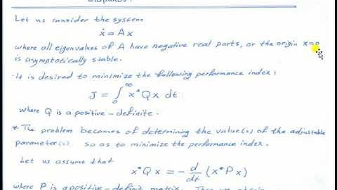 Quadratic optimal  control part 1