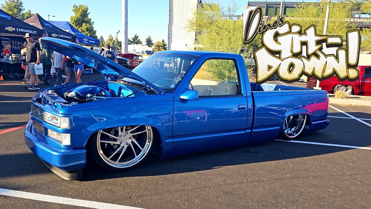 DINO'S GIT DOWN!!! THE WORLD'S LARGEST CHEVY C10 TRUCK EVENT STATE FARM STADIUM GLENDALE, ARIZONA 4K