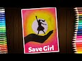 How to draw save girl beti bachao beti padhao drawing with oil pastel  step by step