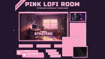 Pink LoFi Room Twitch Overlay Package - Minimal Pink Twitch Theme | Cozy Stream Overlay Pack