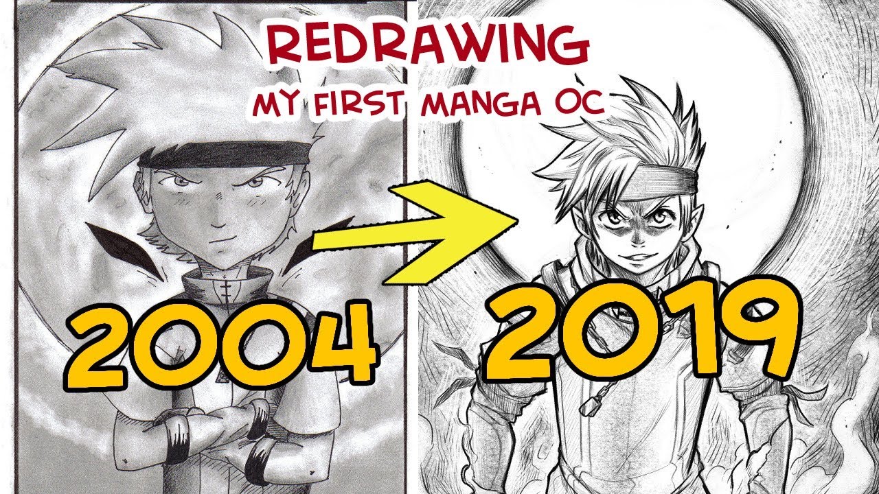 REDRAWING OLD ART - My First Manga OC - YouTube