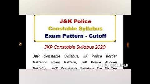 Jk police constable syllabus Exam pattern cut off