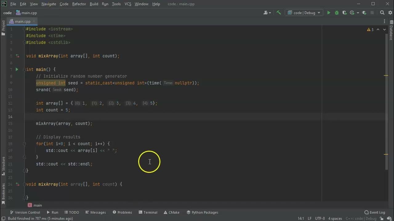 Randomize the order of elements in an array in C++ - YouTube