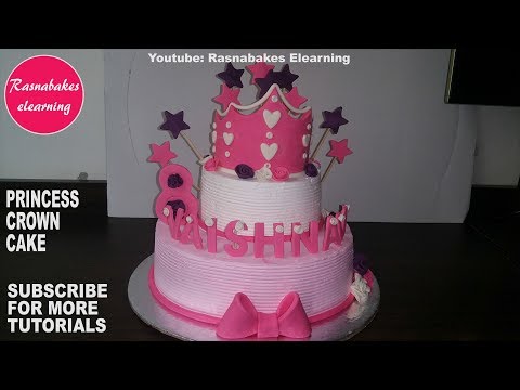 Disney princess crown tiara theme birthday party cake for girls design ideas decorating tutorial