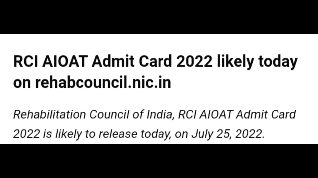 RCI AIOAT ADMIT CARD 2022 RELEASED TODAY, HOW TO DOWNLOAD,LATEST NEWS RCI AIOAT EXAM,RESULT DATE OUT