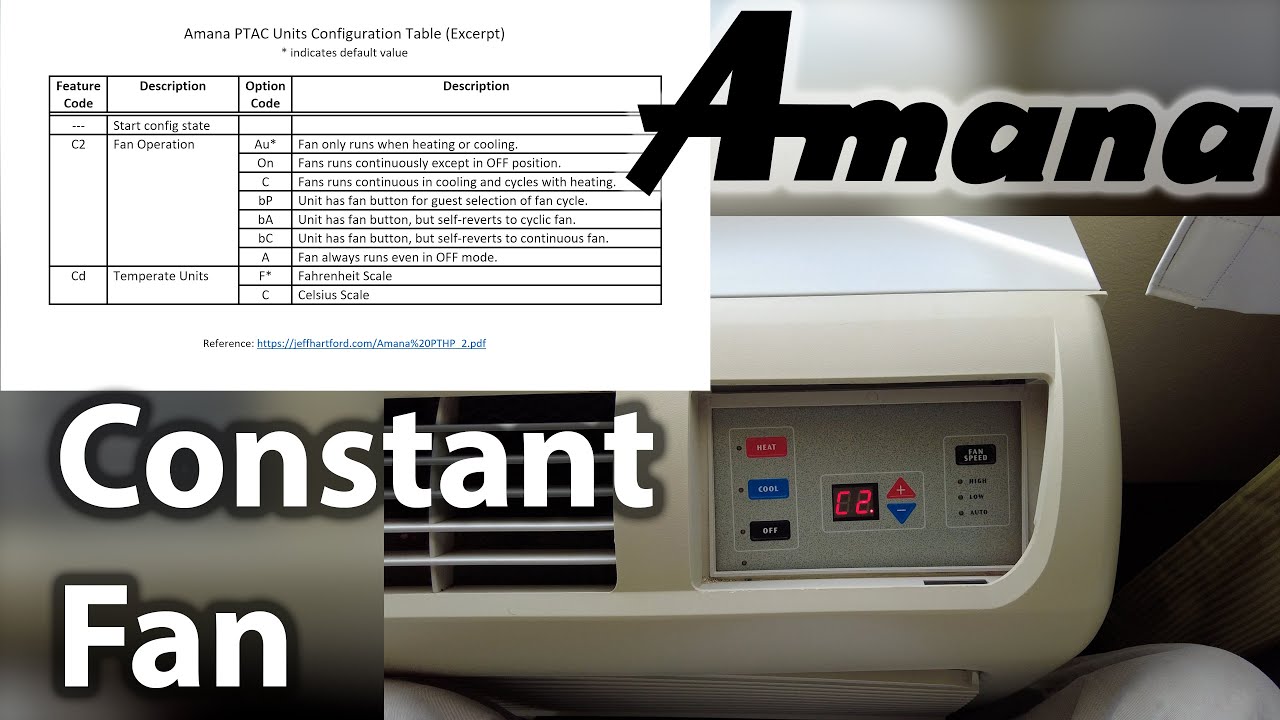 How to Enable Constant Fan on Older Amana Hotel AC (PTAC) Units YouTube