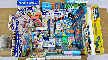 DOMS Stationery vs APSARA Stationery Collection🩵Geometry, Colors, Pen, Sharpener, Eraser, Scale etc