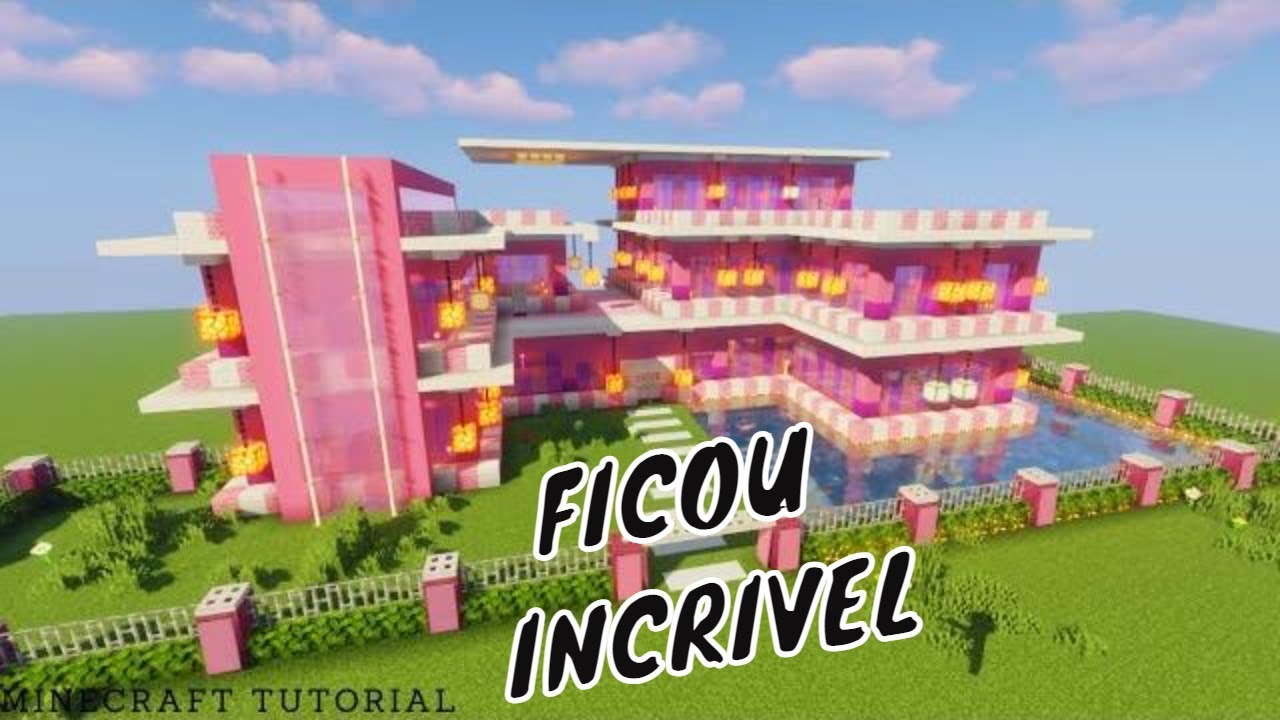 ⛏ CONSTRUINDO UMA MANSÃO ROSA NO MINECRAFT 💖 🔨 