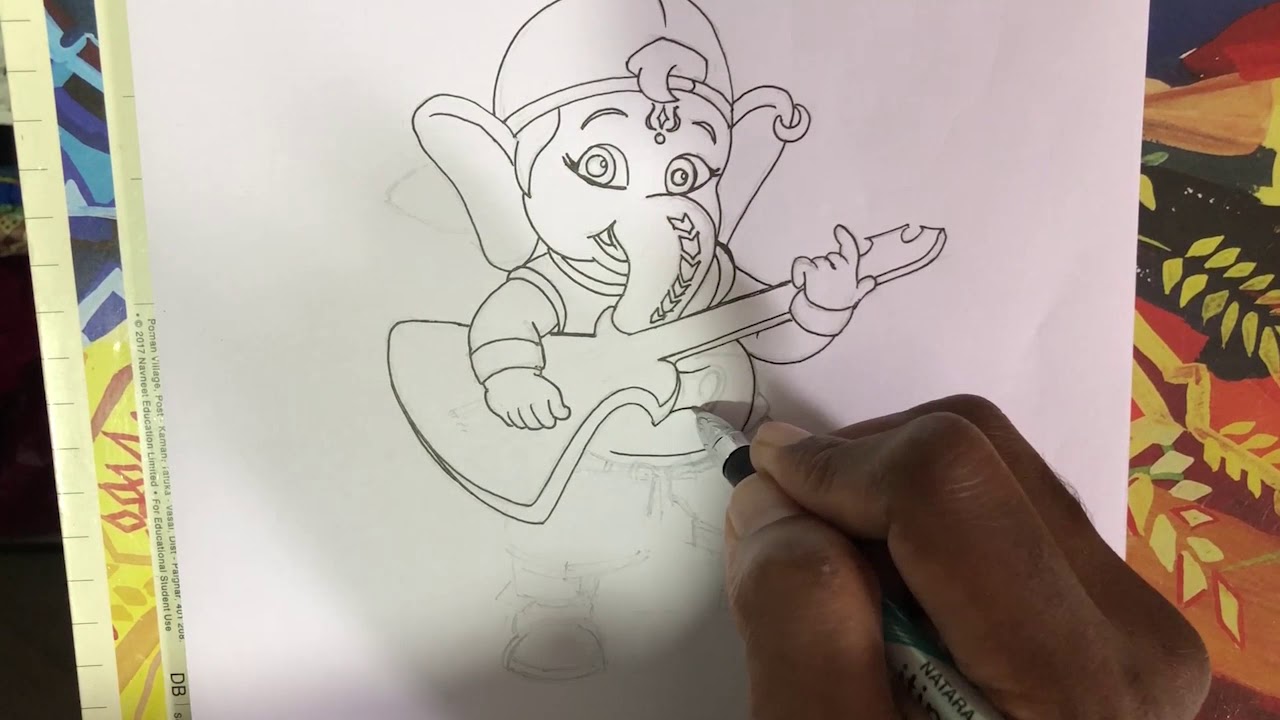 Laal bhag ganpati bappa drawing @TaposhiartsAcademy - YouTube