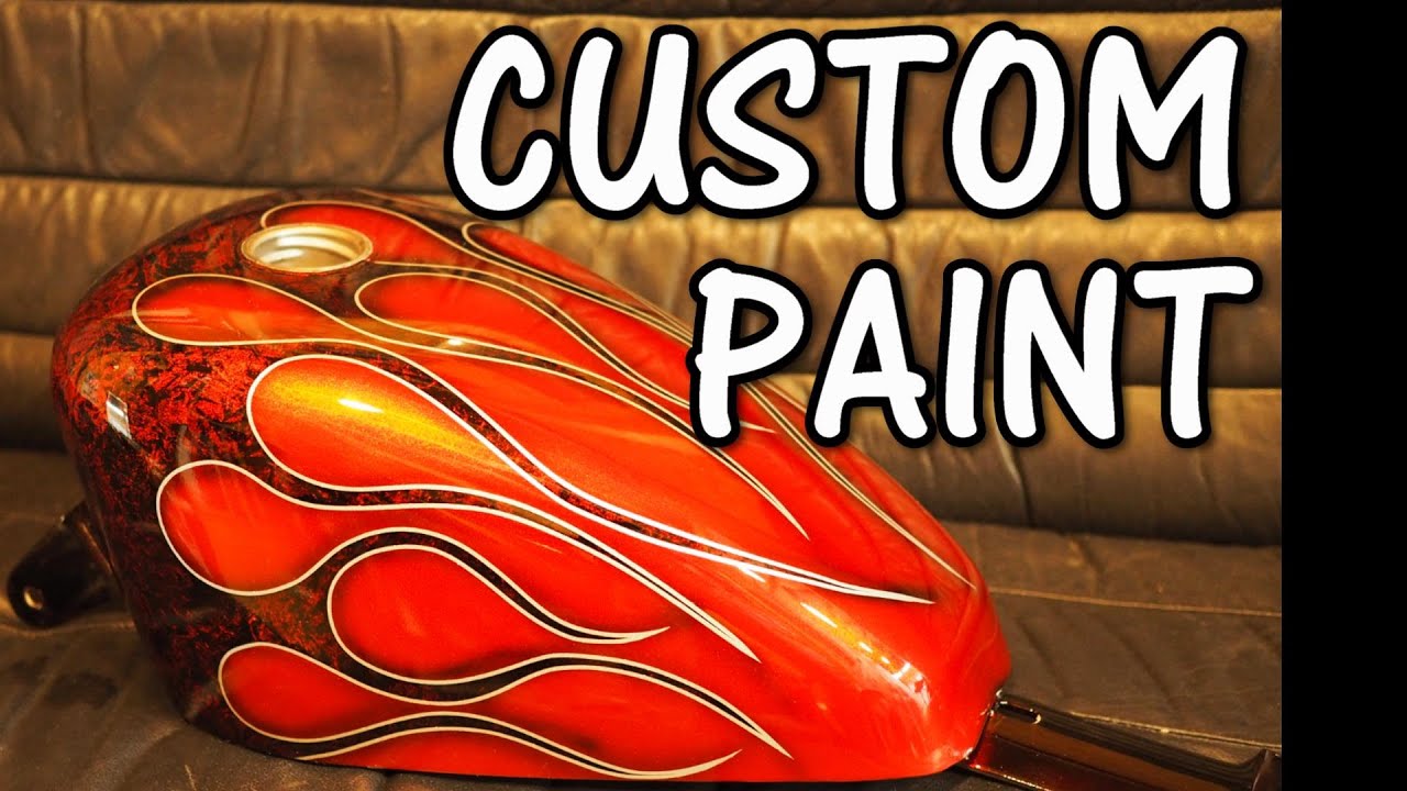 Custom Paint】Cling wrap paint.Injection sportster tank. Flames