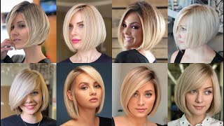 35+ Flattering Blonde Chin Length Bob Haircut for Every Face Shape in Short Hair #shorthaircut