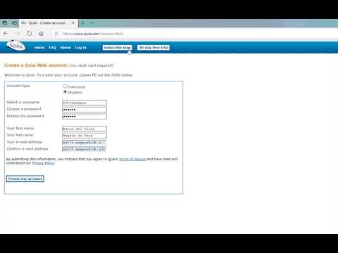 How to create a Quia account- steps