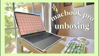 macbook pro m2 unboxing🌷// setup, customizing + cute accessories ♡