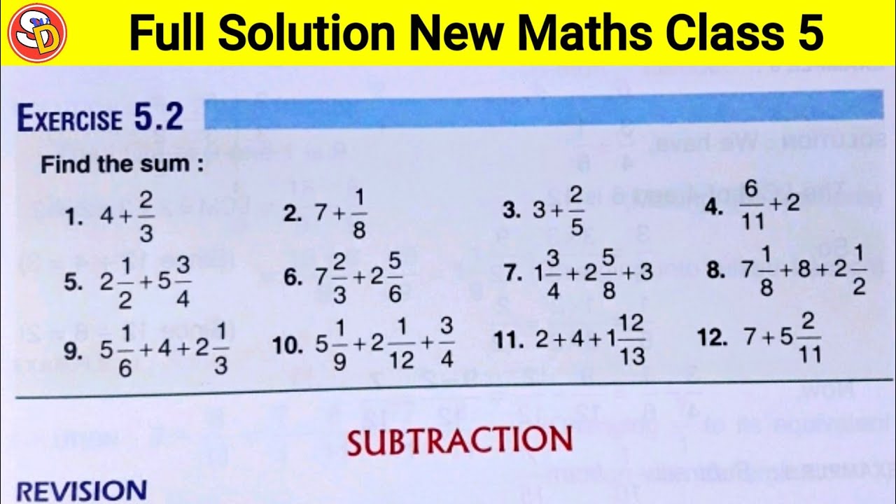 Ex 5.2 Maths Solution Class 5 Saraswati Shishu Vidya Mandir - YouTube