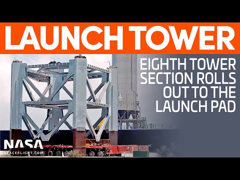 Eighth Launch Tower Section Rolls to Launch Site | SpaceX Boca Chica