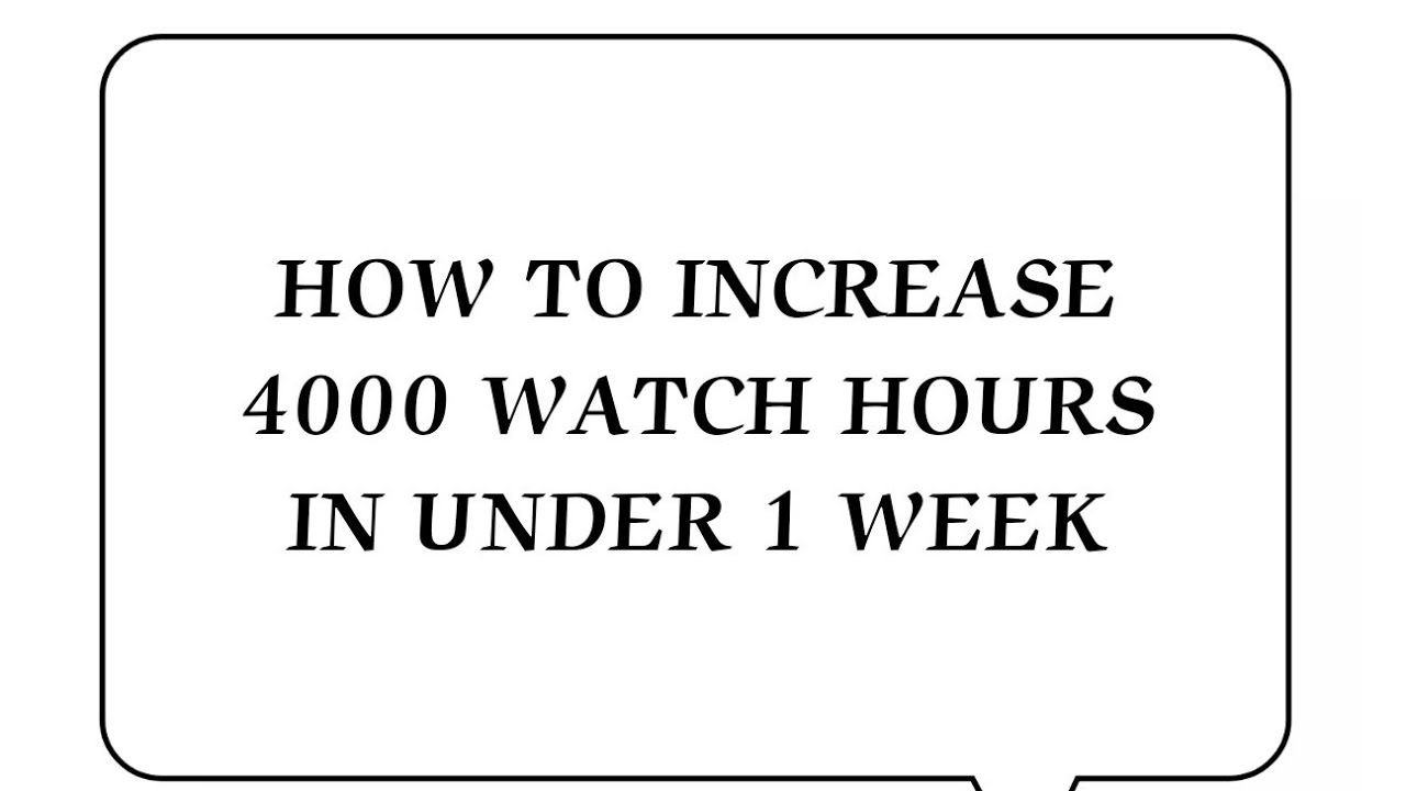 GOE TO INCREASE 4000 WATCH HOURS FAST YouTube