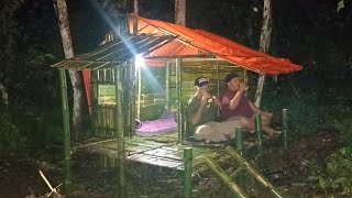 2 days of camping in heavy rain, strong winds and lightning // slept soundly in a warm bamboo cabin