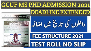 HOW TO APPLY FOR MS MPHIL PHD ADMISSION GCUF 2021 | FEE STRUCTURE | GCUF ADMISSION TEST FOR MS/PHD
