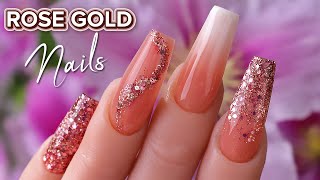 Coffin Acrylic Nails - Rose Gold Nail Design #nails