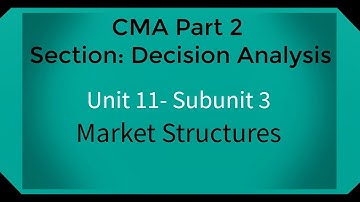 CMA part 2 Lec. 48 Unit 11 Subunit 3 Market Structures